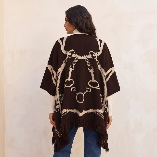 Splash Smart Relaxed Fit Abstract Print Poncho with Asymmetric Hem – image 5