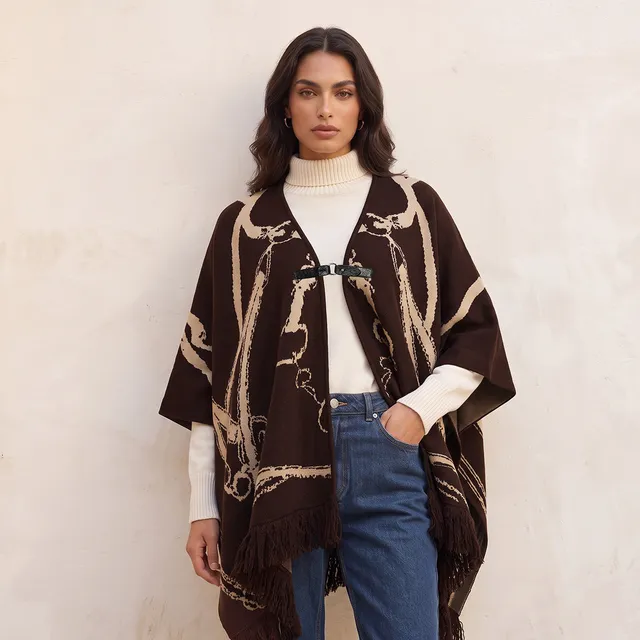 Splash Smart Relaxed Fit Abstract Print Poncho with Asymmetric Hem – image 6