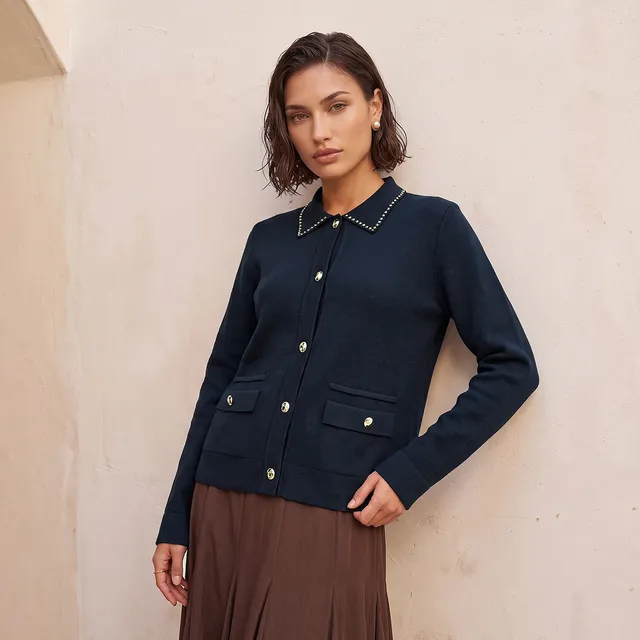 Splash Smart Embellished Cardigan with Pocket – image 2