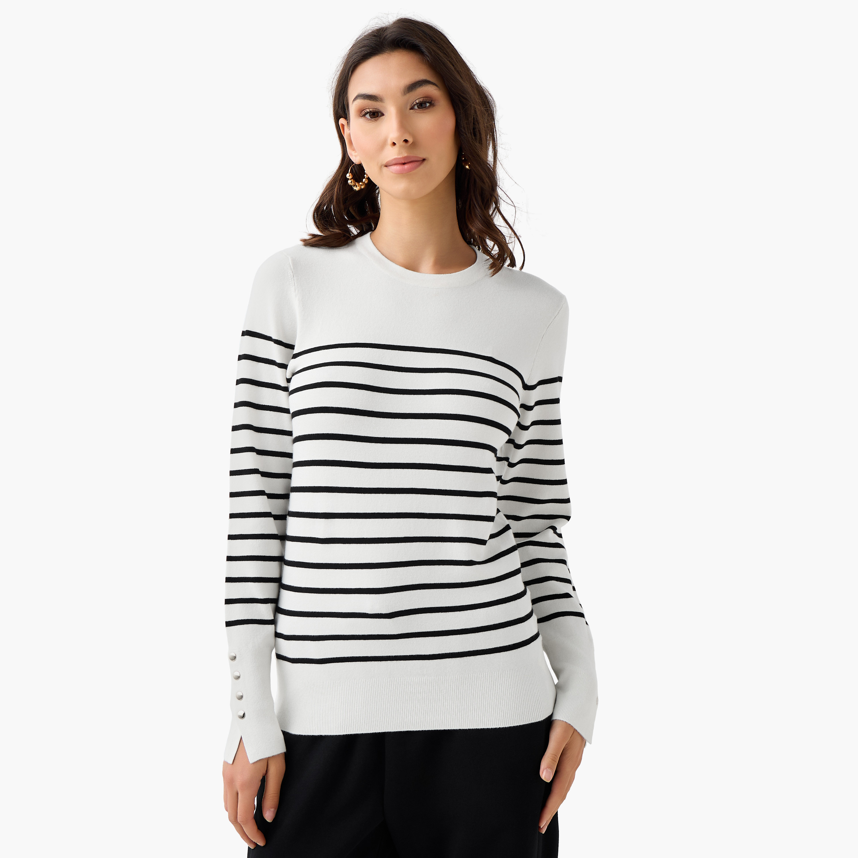Regular Fit Striped Crew Neck Sweater