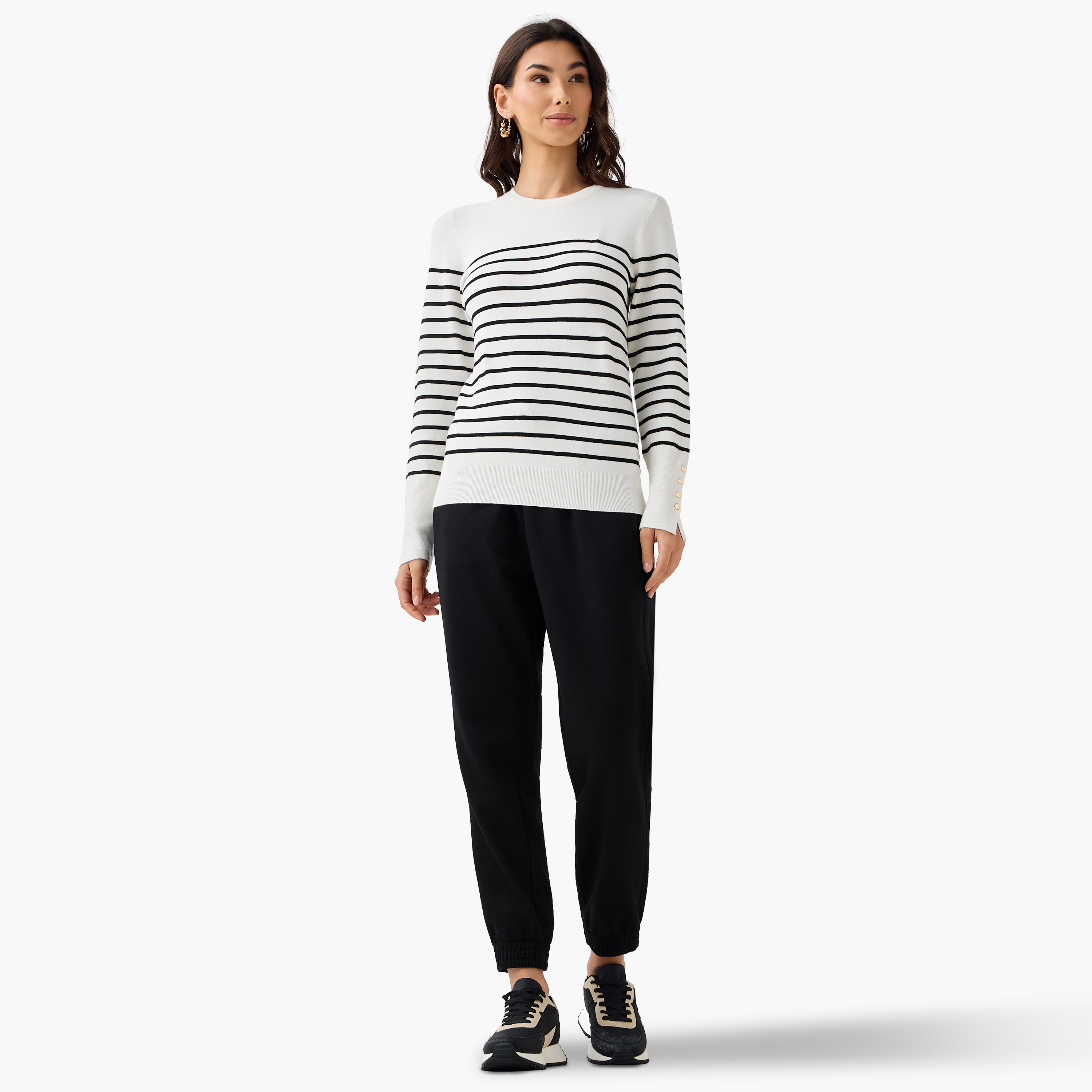 Regular Fit Striped Crew Neck Sweater