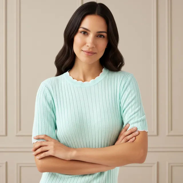 Ribbed Scallop Neck Sweater – image 4