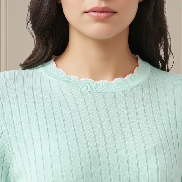 Ribbed Scallop Neck Sweater – image 5
