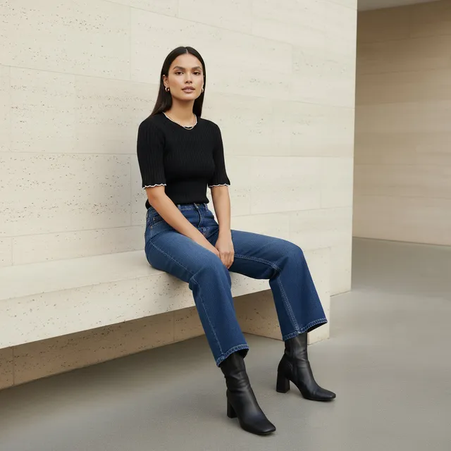 Ribbed Scallop Neck Sweater – image 5