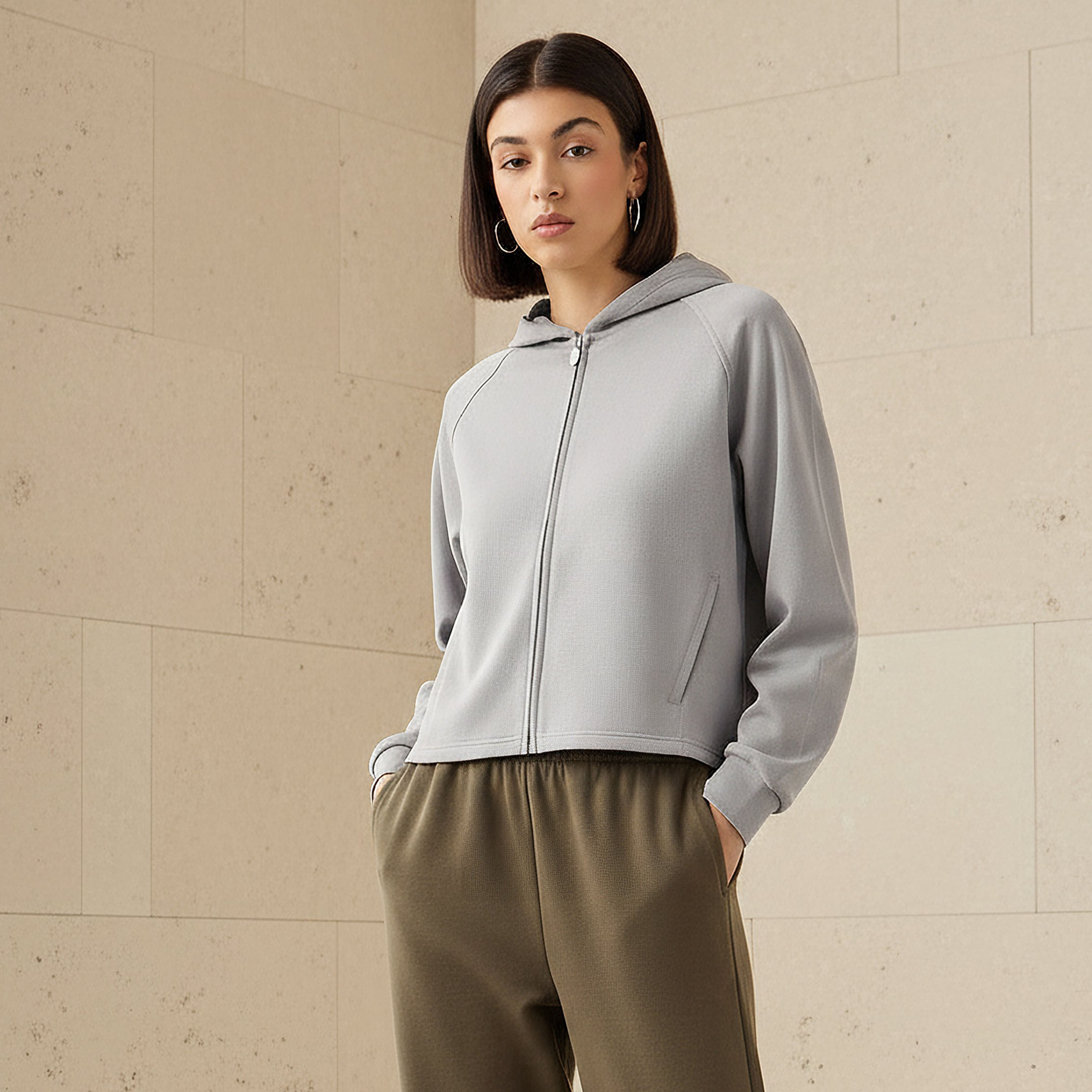 Hoodie with Ribbed Design