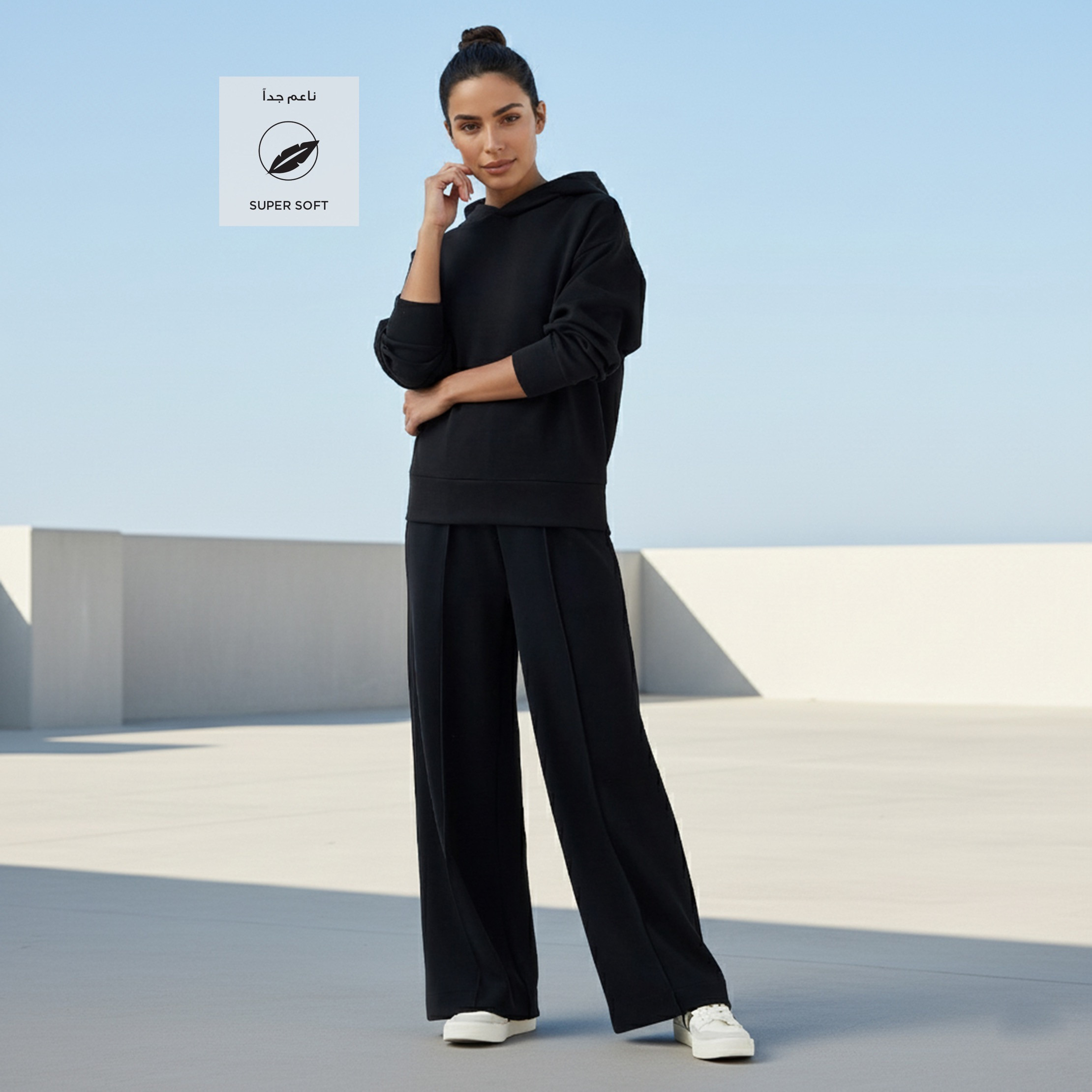 Regular Fit Flexi Waist Soft Touch Wide Leg Pants with Pintuck Detail