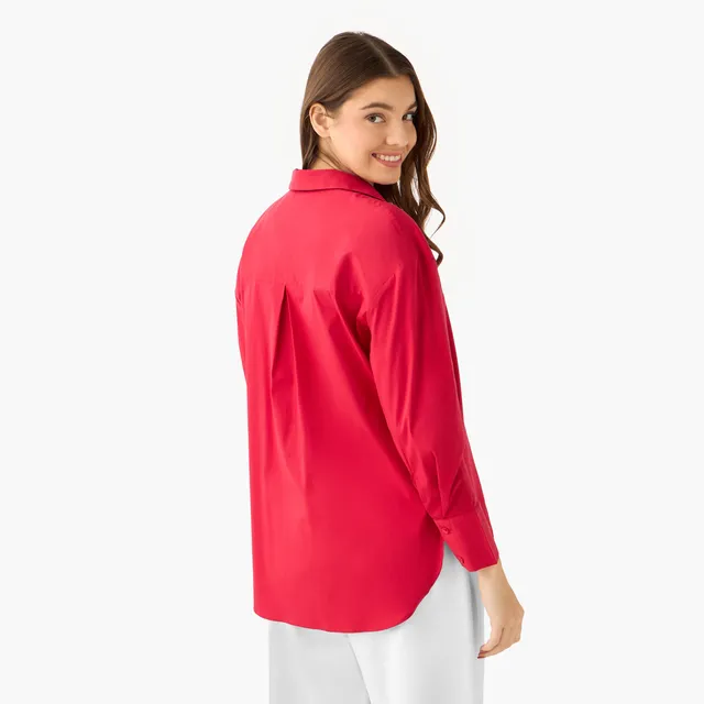 Poplin Shirt with High Low Hem – image 4