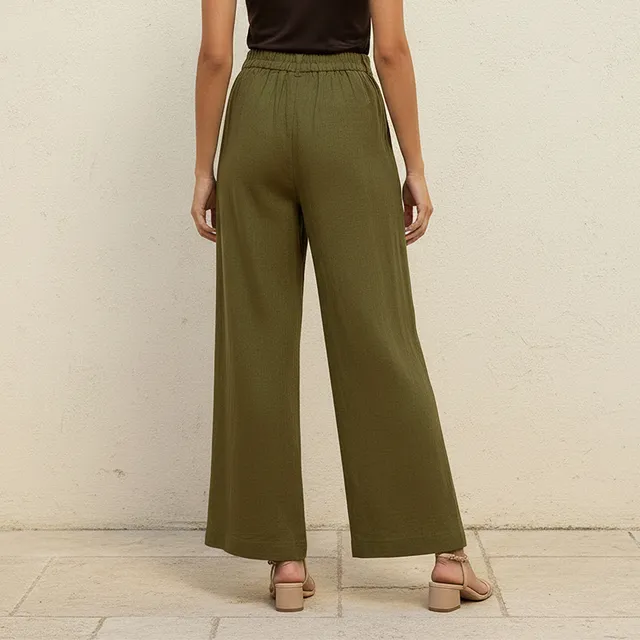 Splash Basics Flexi Waist Linen Blend Wide Leg Trousers – image 4