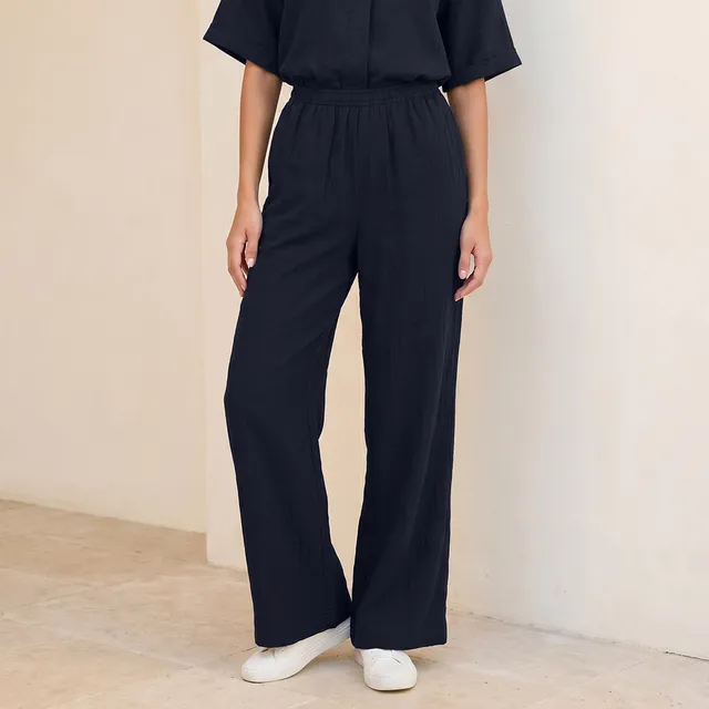 Splash Basics Flexi Waist Textured Slub Trousers