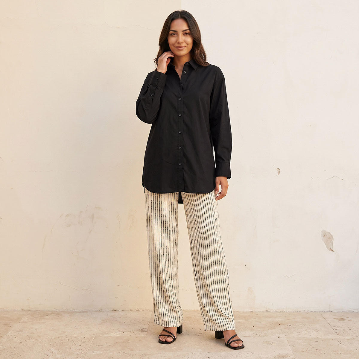 Splash Basic Oversized Shirt with High Low Hem