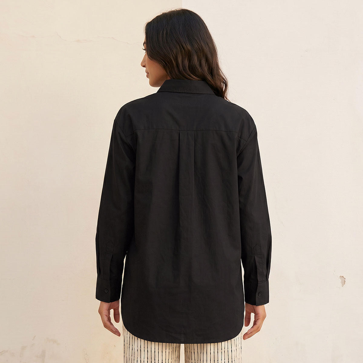 Splash Basic Oversized Shirt with High Low Hem