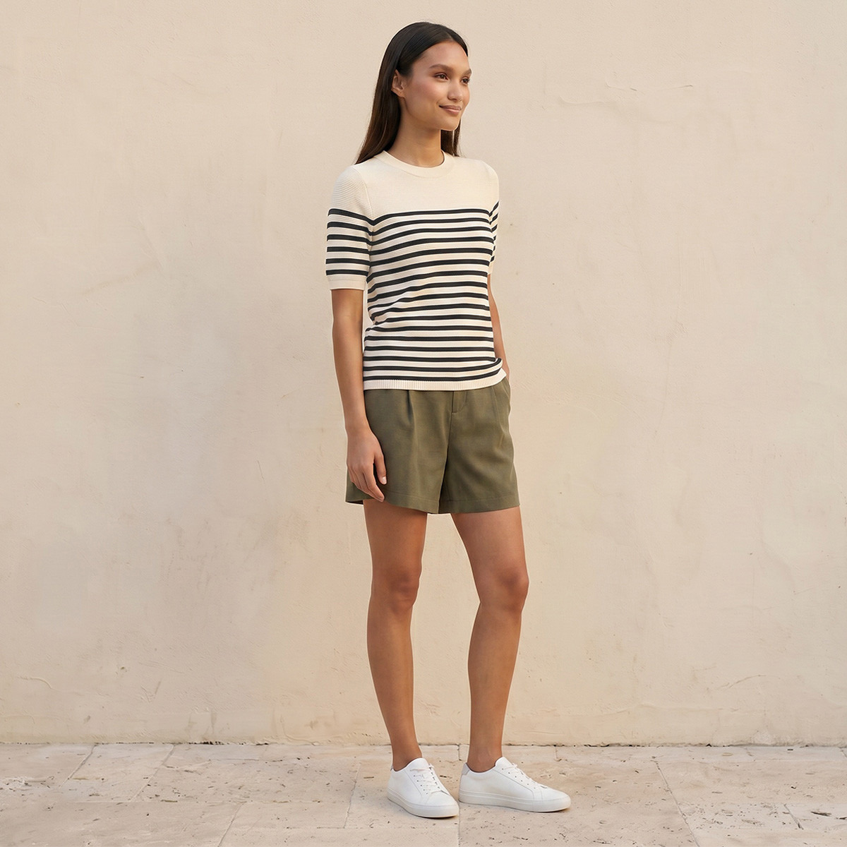 Splash Basics Ottoman Striped Crew Neck Sweater