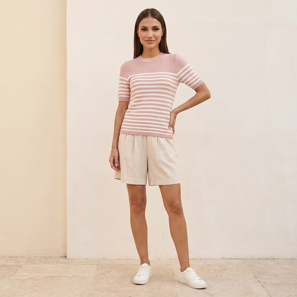 Splash Basics Ottoman Striped Crew Neck Sweater