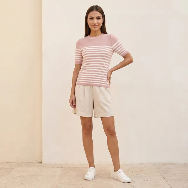 Splash Basics Ottoman Striped Crew Neck Sweater – image 3