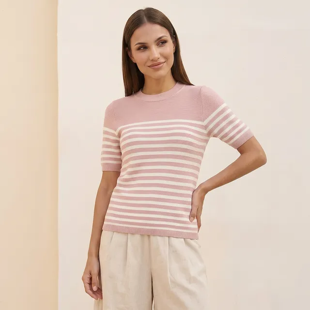 Splash Basics Ottoman Striped Crew Neck Sweater – image 5