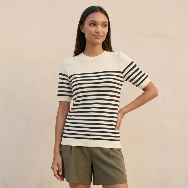Splash Basics Ottoman Striped Crew Neck Sweater