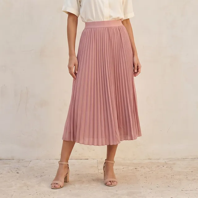 Splash Basics Midi Skirt with Pleated Design