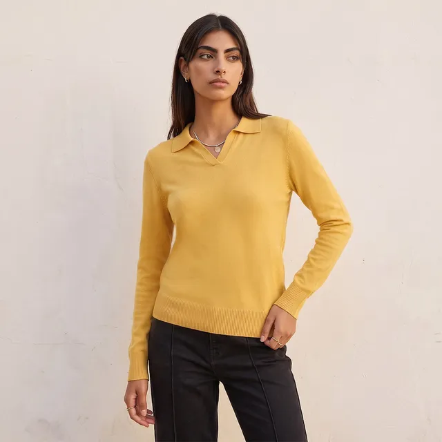 Splash Basic Textured Collared Sweater