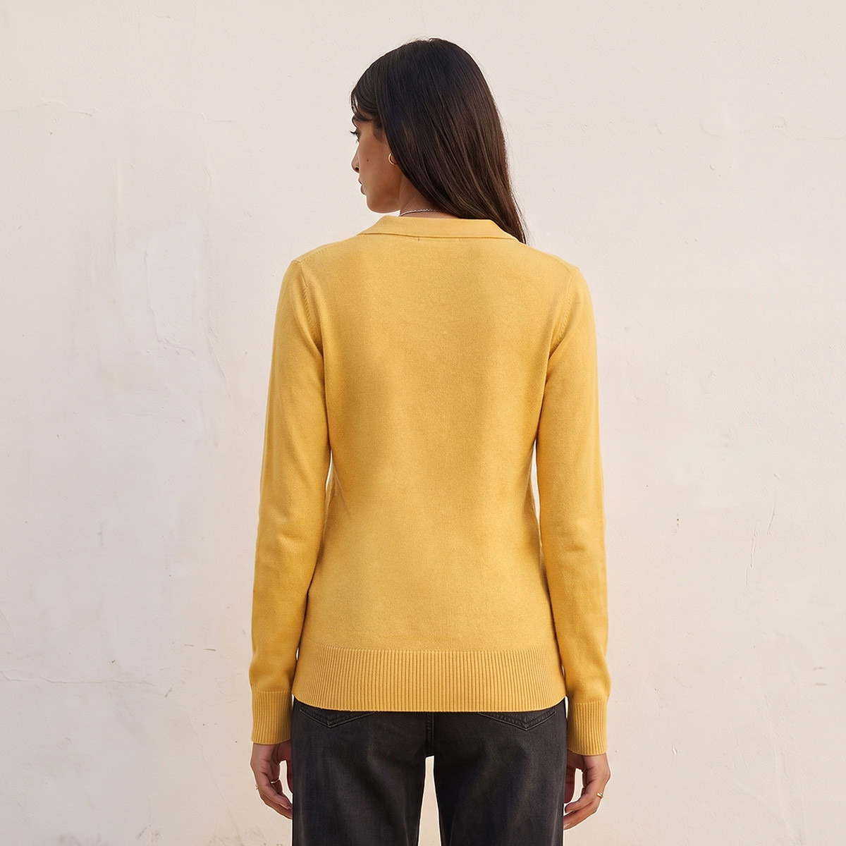 Splash Basic Textured Collared Sweater