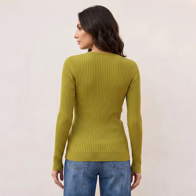 Splash Basic Ribbed V-neck Sweater – image 3