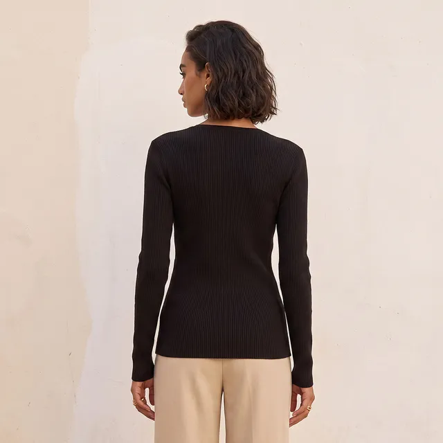 Splash Basics Regular Fit Ribbed Sweater with V-neck – image 4