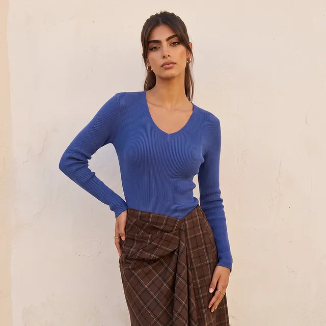 Splash Basics Regular Fit Ribbed Sweater with V-neck – image 2
