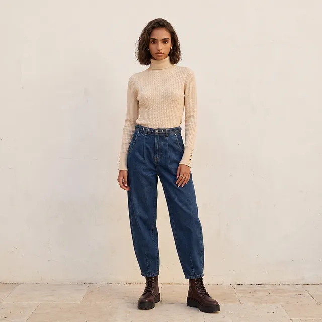 Splash Basics Regular Fit Cable Knit Sweater with Turtleneck – image 3