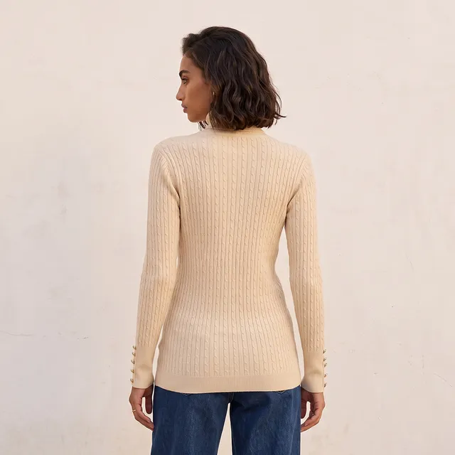 Splash Basics Regular Fit Cable Knit Sweater with Turtleneck – image 4