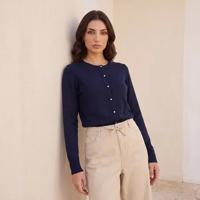 Splash Basics Round Neck Cardigan – image 4