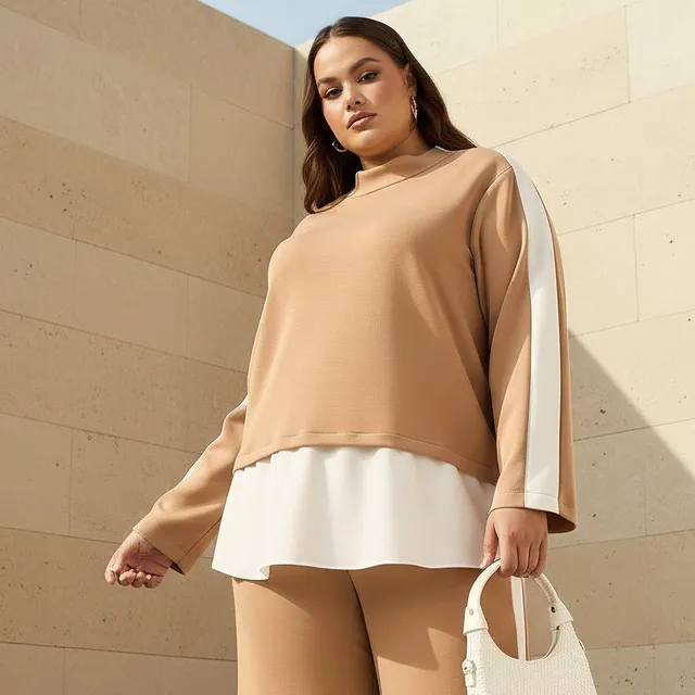 Ulla Popken Sweatshirt with Colourblock Design