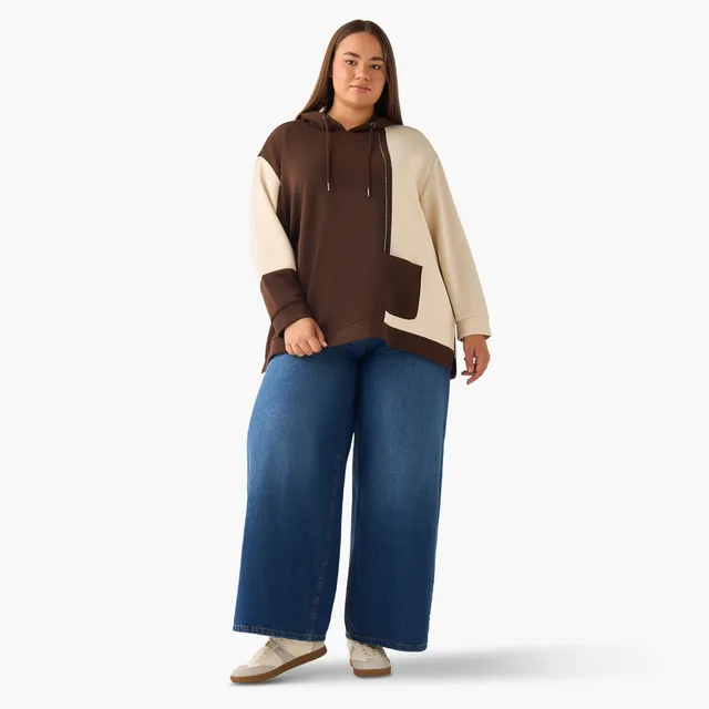 Ulla Popken Hoodie with Colourblock Detail – image 2