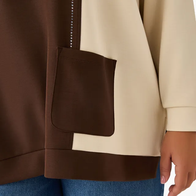 Ulla Popken Hoodie with Colourblock Detail – image 5