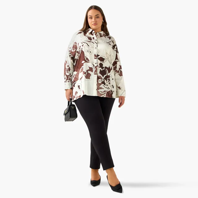 Ulla Popken Satin Shirt with Abstract Print – image 3