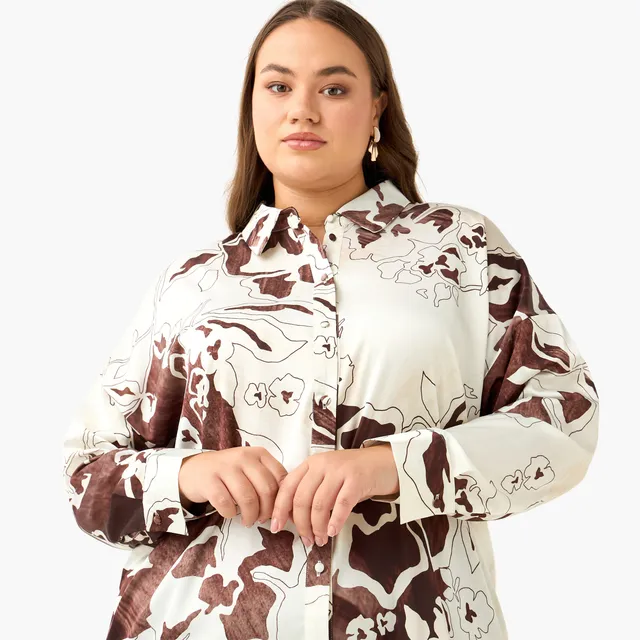 Ulla Popken Satin Shirt with Abstract Print – image 5