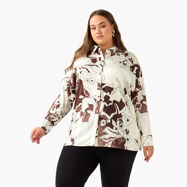 Ulla Popken Satin Shirt with Abstract Print – image 2