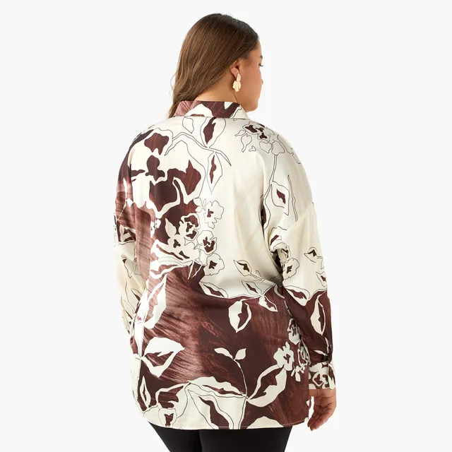 Ulla Popken Satin Shirt with Abstract Print – image 4