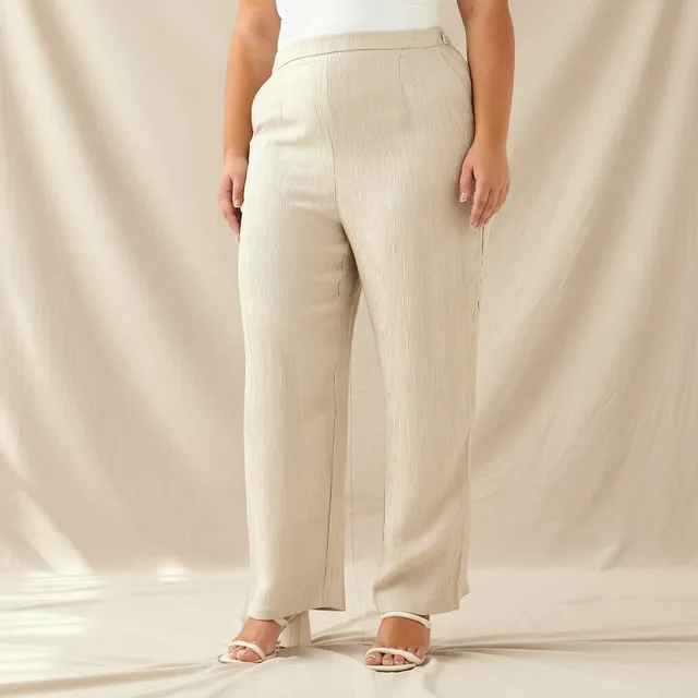 Ulla Popken Straight Fit Textured Pants