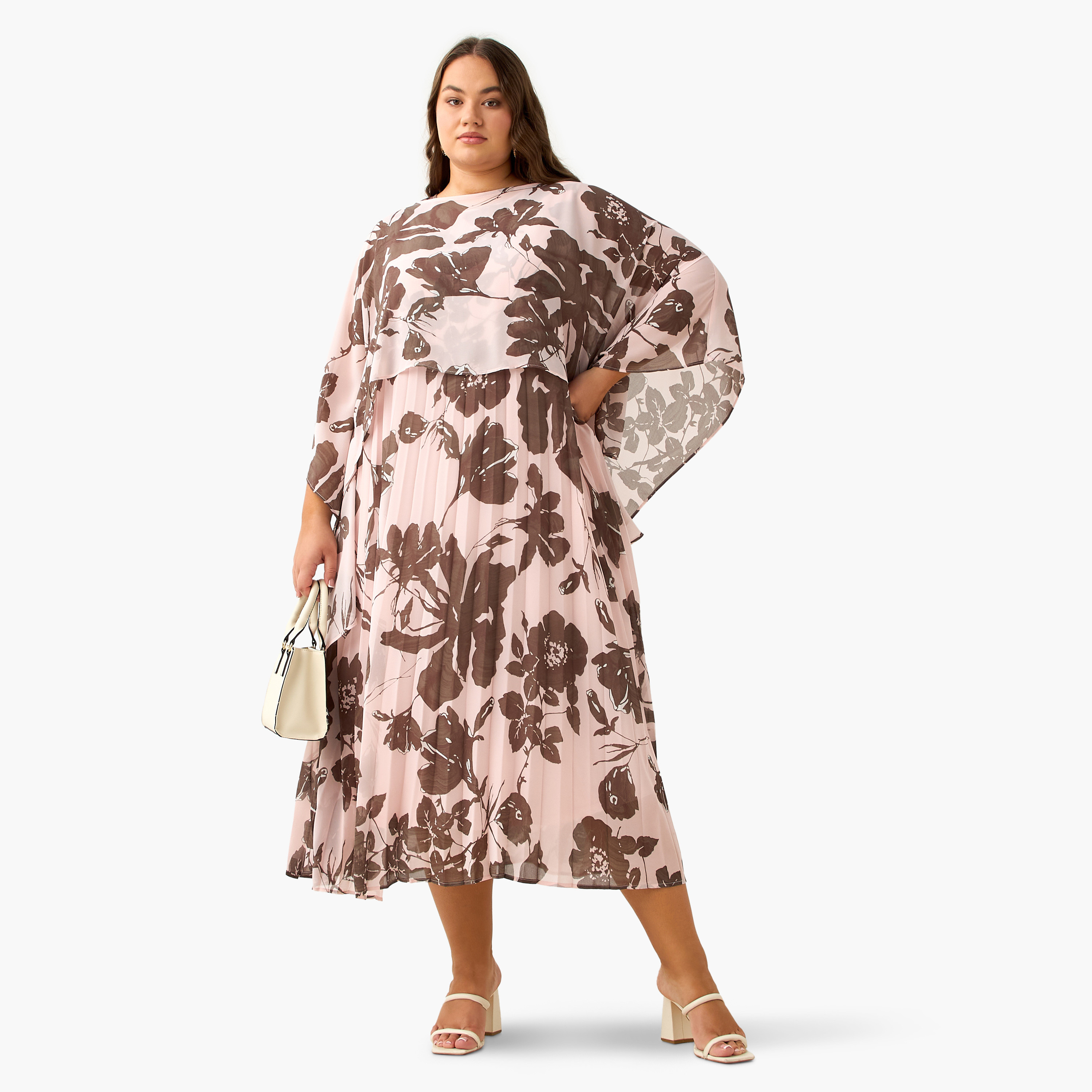 Ulla Popken A-line Maxi Dress with Cape