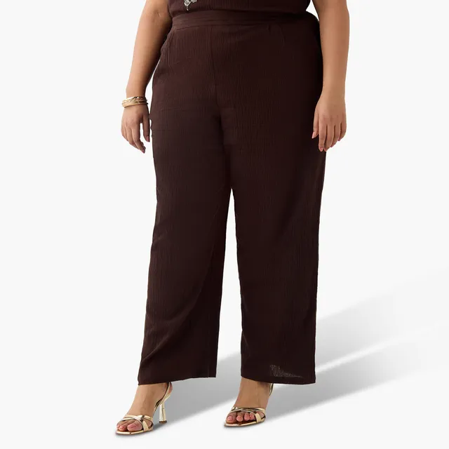 Ulla Popken Textured Wide Leg Linen Blend Pants – image 4