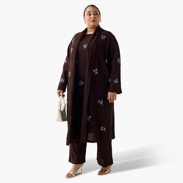 Ulla Popken Textured Wide Leg Linen Blend Pants – image 5