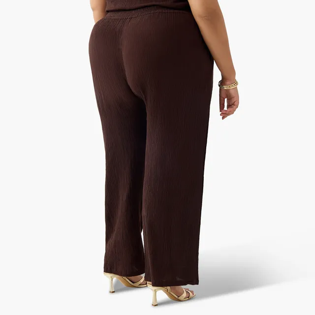 Ulla Popken Textured Wide Leg Linen Blend Pants – image 6