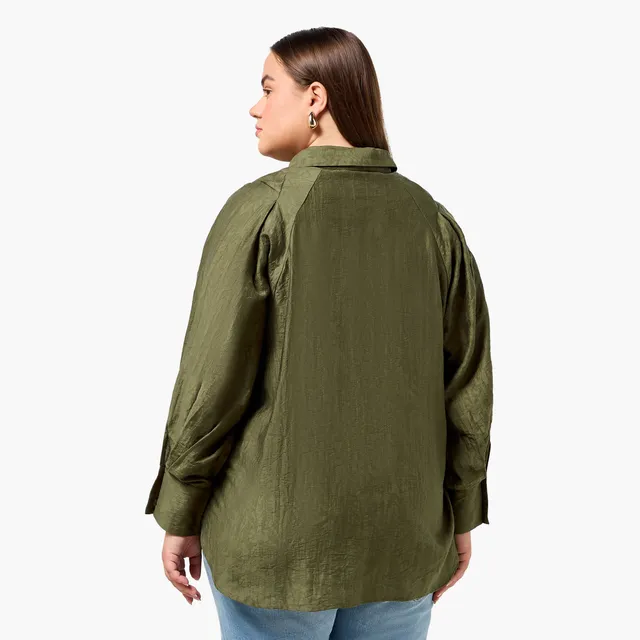 Ulla Popken Plus Size Relaxed Fit Jacquard Shirt with Raglan Sleeves – image 5