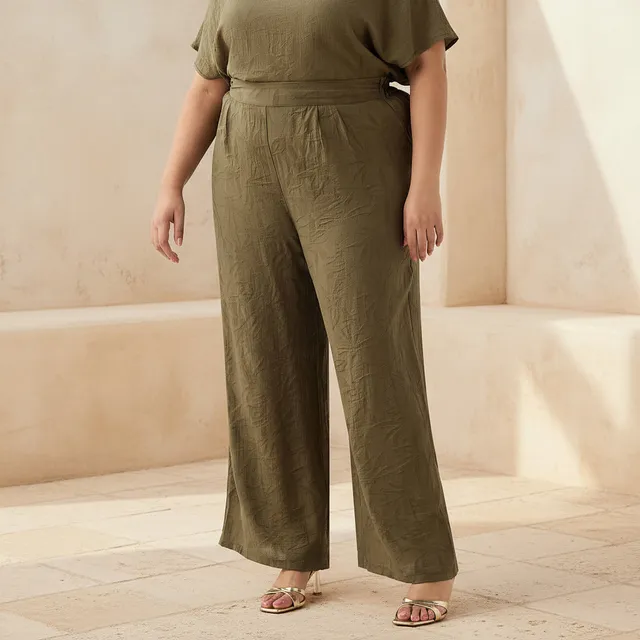 Ulla Popken Floral Jacquard Pants