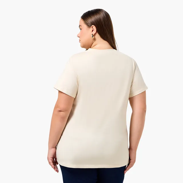 Ulla Popken Relaxed Fit Cotton T-shirt with Slogan Print – image 4