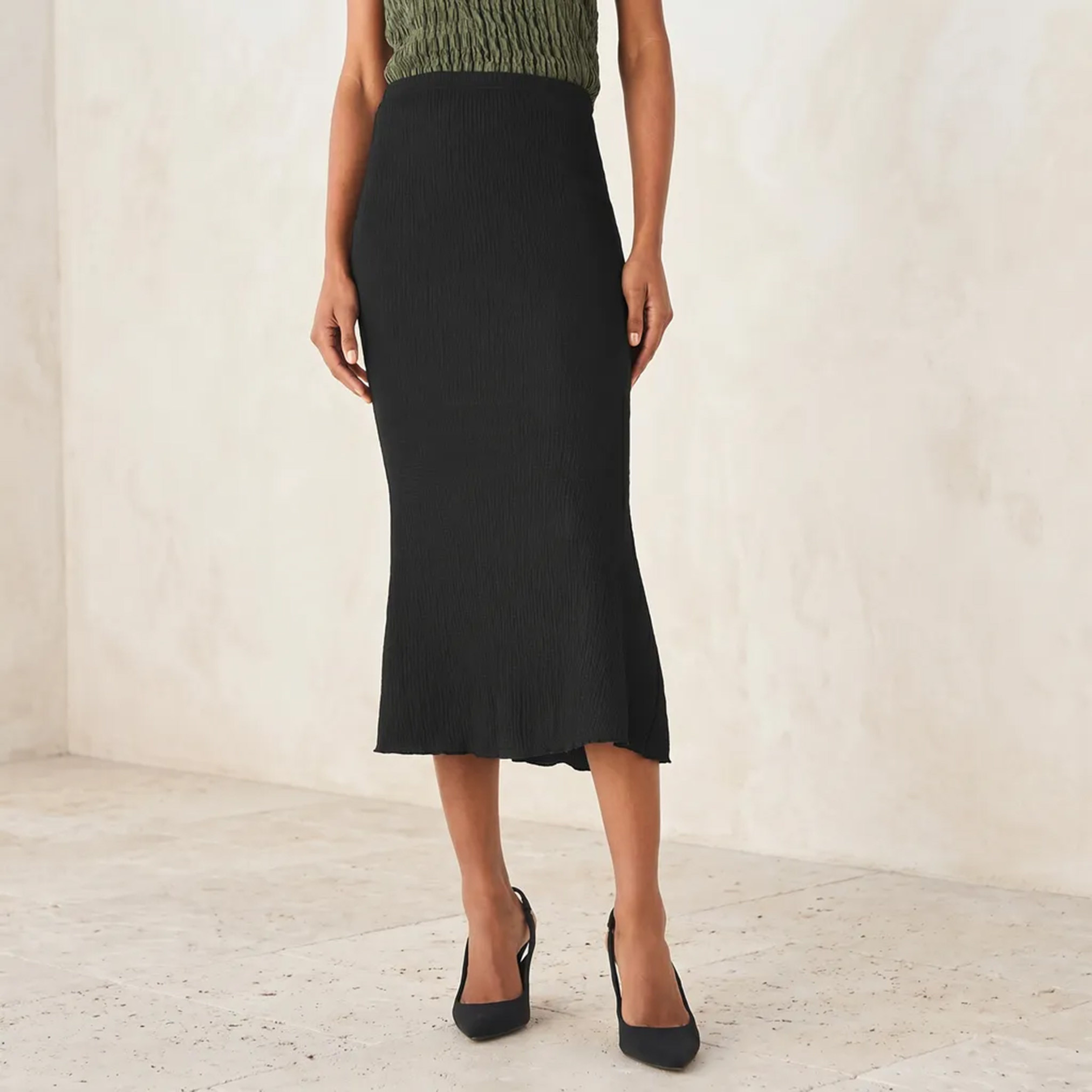 Mermaid Textured Midi Skirt