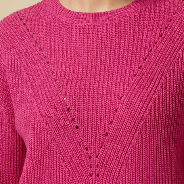 Textured Crew Neck Sweater with Long Sleeves – image 4