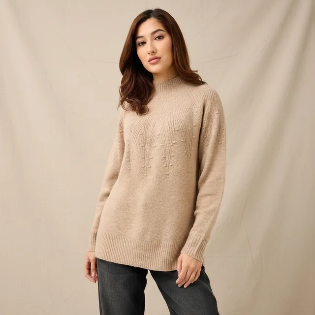 Yoke Detail Sweater with Long Sleeves