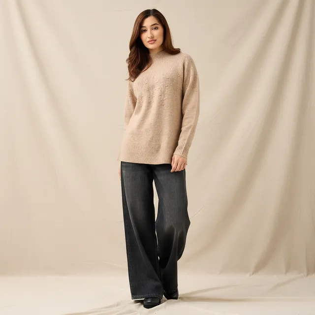 Yoke Detail Sweater with Long Sleeves – image 2