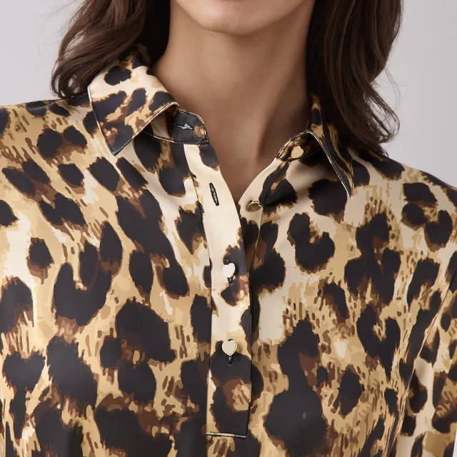Animal Print Shirt Dress with Tie-Up Detail – image 5