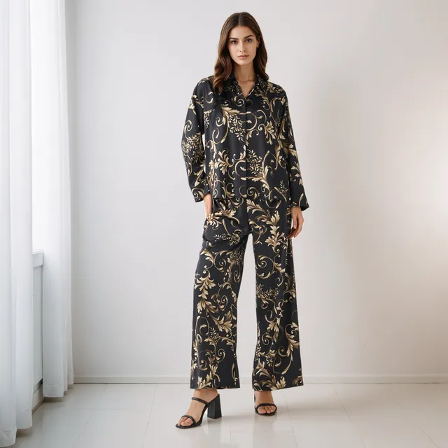 Co-ord Set with Shirt & Wide Leg Pants